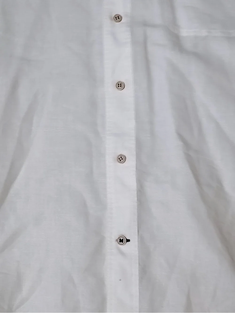 Nautica White Shirt Short Sleeve Cotton Ramie Linen Blend Pocket Men's Size M